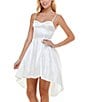 Color:Off White - Image 6 - Sweetheart-Neck High-Low Fit-And-Flare Taffeta Dress