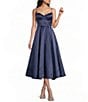 B. Darlin Sweetheart Neck Lace Trim Spaghetti Strap Midi Party Dress - Image 1