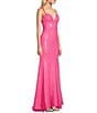 Color:Hot Pink - Image 3 - Sweetheart Neck Lace-Up Back Long Sequin Dress With Train
