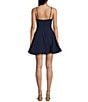 B. Darlin Sweetheart Neck Notched Corset Fit And Flare Dress, Color:Navy - Image 2