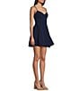 B. Darlin Sweetheart Neck Notched Corset Fit And Flare Dress, Color:Navy - Image 3