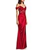 B. Darlin Sweetheart Neck Off The Shoulder Corset Knot Front Dress, Color:Red - Image 3