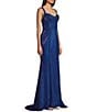 Color:Sapphire/Fuschia - Image 3 - Sweetheart Neck Sleeveless Slit Long Dress