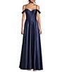 B. Darlin Sweetheart Off Shoulder Strap Front Slit A-Line Dress - Image 1