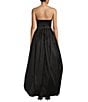 Color:Black - Image 2 - Taffeta Strapless Shirred Bodice Bubble Hem High-Low Dress