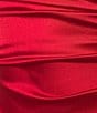 Color:Red - Image 4 - V-Neck Shirred Front Slit Long Satin Dress