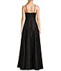 Color:Black - Image 2 - V-Neck Side Slit Satin Gown
