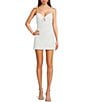 B. Darlin V-Neck Sleeveless Tie Front Sequin Bodycon Dress, Color:White/Crystal/White - Image 1