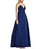 B. Darlin V-Neck Spaghetti Strap Bow Back Gown, Color:Sapphire/Fuchsia - Image 3