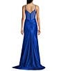 B. Darlin V-Neck Stone Embellished Illusion Corseted Side Slit Long Dress - Image 2
