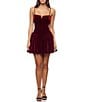 B. Darlin Velvet Foldover Notch V-Neck Button Front Drop Waist Dress - Image 1