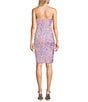 Color:Pink/Iridescent - Image 2 - Velvet Sequin Bungee Strap Rounded Slit Bodycon Dress