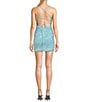 Color:Aqua/Iridescent - Image 2 - Velvet Sequin Lace-Up Back Bodycon Dress