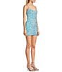 Color:Aqua/Iridescent - Image 3 - Velvet Sequin Lace-Up Back Bodycon Dress