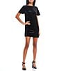 Color:Black - Image 1 - Velvet Short Sleeve T-Shirt Dress