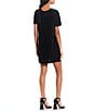 Color:Black - Image 2 - Velvet Short Sleeve T-Shirt Dress