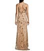B. Darlin Wide Straps V-Neck Mesh Beaded & Sequined Long Dress, Color:Nude/Crystal - Image 2