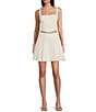 Color:Off White - Image 1 - Wide Tank Square Neck Top And Skater Skirt 2-Piece Set