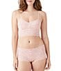 Wacoal b.tempt'd by Wacoal Inspired Eyelet Mesh Lined V-Neck Bralette, Color:Rose Smoke - Image 3