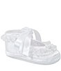 Color:White - Image 1 - Satin Lace Trim Slipper Crib Shoes