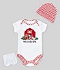 Color:Red - Image 1 - Baby 3-12 Months Short-Sleeve Farm Print Bodysuit