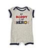 Color:Gray - Image 1 - Baby Boys 3-12 Months Short-Sleeve My Dad Is My Hero Shortall