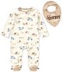 Baby Starters Baby Boys Long Sleeve Western Print Footed Coverall & Coordinating Bib - Image 1