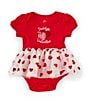 Color:Red - Image 1 - Baby Girls 3-12 Months Puff-Sleeve Daddy's Valentine Bodysuit & Sheer Foiled-Heart-Print Tutu Skirt Set