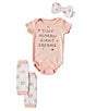 Color:Pink - Image 1 - Baby Girls 3-12 Months Short Sleeve Tiny Human Giant Dreams Bodysuit