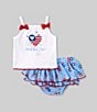 Color:White - Image 1 - Baby Girls 3-24 Months Sleeveless Land That I Love Americana Tank Top & Heart & Star-Printed Skirt Set