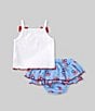 Color:White - Image 2 - Baby Girls 3-24 Months Sleeveless Land That I Love Americana Tank Top & Heart & Star-Printed Skirt Set