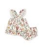 Color:Egret - Image 1 - Baby Girls 3-9 Months Floral-Printed Chiffon Top & Matching Panty Set