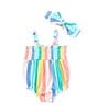 Color:Multi - Image 1 - Baby Girls 3-9 Months Sleeveless Horizontal/Vertical Rainbow-Striped Romper