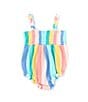 Color:Multi - Image 2 - Baby Girls 3-9 Months Sleeveless Horizontal/Vertical Rainbow-Striped Romper