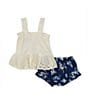 Color:Egret - Image 1 - Baby Girls 3-9 Months Sleeveless Lace-Trimmed Gauze Tank Top & Floral-Printed Woven Panty Set