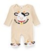 Baby Starters Baby Farm Print Footed Coverall, Color:Egret - Image 1