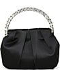 Jewel by Badgley Mischka Audrey Pleated Satin Pouch Crystal Handle Bag - Image 1
