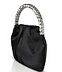 Jewel by Badgley Mischka Audrey Pleated Satin Pouch Crystal Handle Bag - Image 3