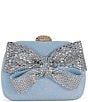 Badgley Mischka Crystal Bow Minaudiere Clutch, Color:Blue - Image 1