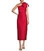 Badgley Mischka Eliza Mikado Bow One Shoulder Dress - Image 1