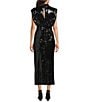 Badgley Mischka Ella Sequin Mock Neck Cap Sleeve Maxi Dress, Color:Black - Image 2