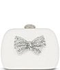 Badgley Mischka Ellie Jacquard Minaudere with Crystal Bow Clutch, Color:White - Image 1