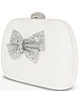 Badgley Mischka Ellie Jacquard Minaudere with Crystal Bow Clutch, Color:White - Image 5