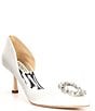 Color:White Satin - Image 1 - Fabia Satin Rhinestone Pearl Buckle Detail Dress Pumps