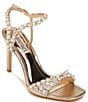 Color:Champagne Metallic - Image 1 - Galia Square Toe Crystal Jeweled Dress Sandals