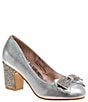 Color:Silver - Image 1 - Girls' Brittany Rhinestone Embellished Bow and Heel Pumps (Youth)