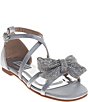 Color:Silver - Image 1 - Girls' Judith Rhinestone Bow Sandals (Toddler)