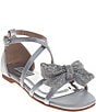 Color:Silver - Image 1 - Girls' Judith Rhinestone Bow Sandals (Youth)