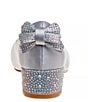 Color:Silver - Image 2 - Girls' Lily Satin Back Bow Rhinestone Block Heel Dress Shoes (Toddler)