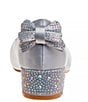 Color:Silver - Image 2 - Girls' Lily Satin Back Bow Rhinestone Block Heel Dress Shoes (Youth)